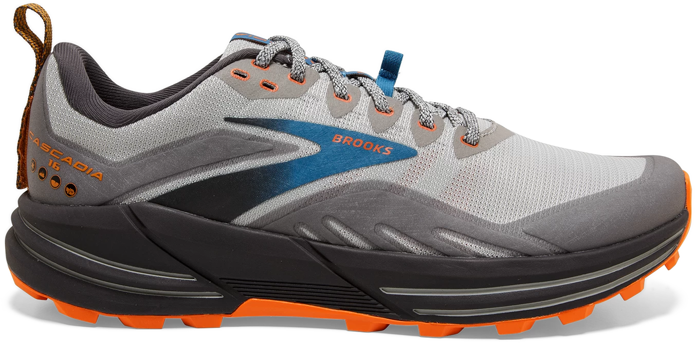 BROOKS Men's Cascadia 16 (038 - Oyster Mushroom/Alloy/Orange) 1 BROOKS Men's Cascadia 16 (038 - Oyster Mushroom/Alloy/Orange)