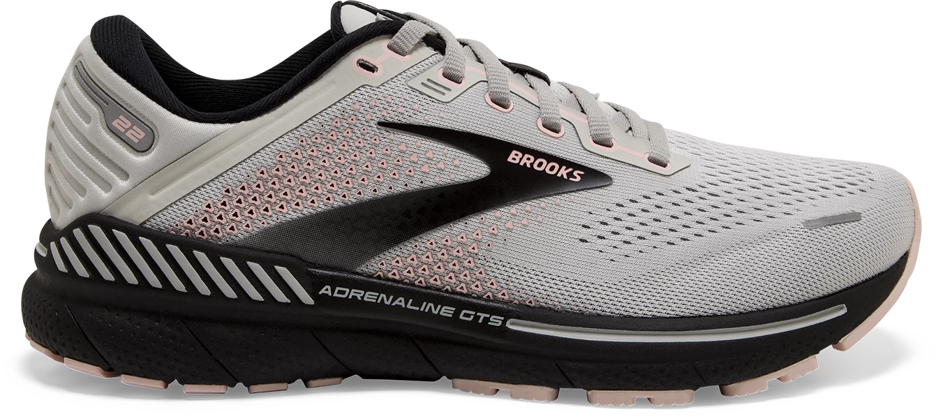 BROOKS Women's Adrenaline GTS 22 WIDE (035 - Grey/Rose/Black) 1 BROOKS Women's Adrenaline GTS 22 WIDE (035 - Grey/Rose/Black)