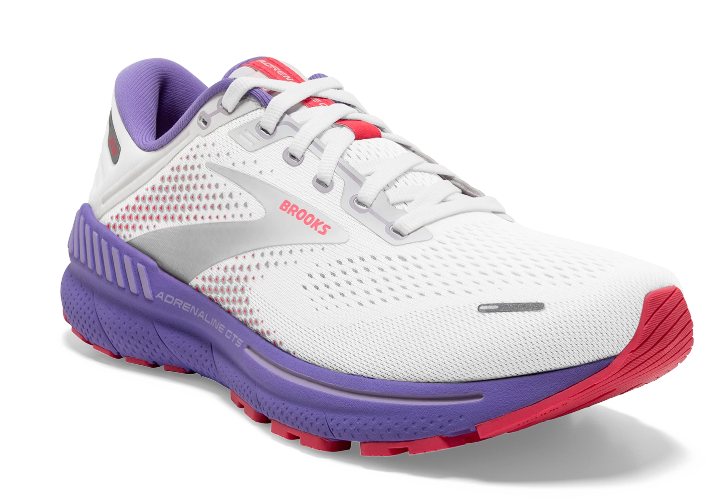 BROOKS Women's Adrenaline GTS 22 (105 - White/Coral/Purple) 3 BROOKS Women's Adrenaline GTS 22 (105 - White/Coral/Purple) - Image 3