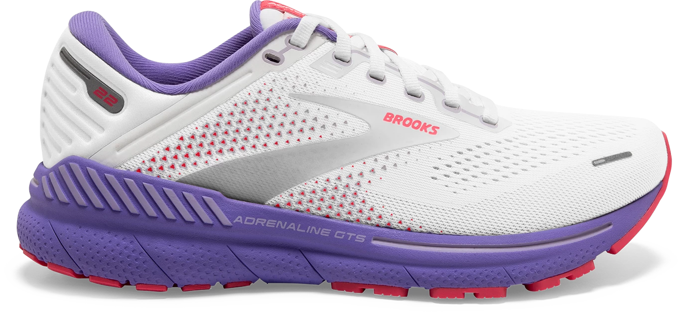 BROOKS Women's Adrenaline GTS 22 (105 - White/Coral/Purple) 1 BROOKS Women's Adrenaline GTS 22 (105 - White/Coral/Purple)