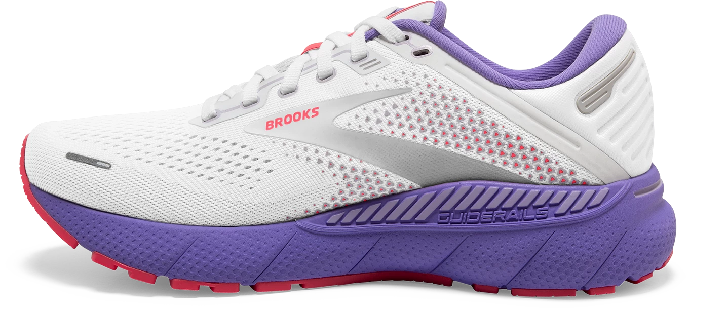BROOKS Women's Adrenaline GTS 22 (105 - White/Coral/Purple) 2 BROOKS Women's Adrenaline GTS 22 (105 - White/Coral/Purple) - Image 2
