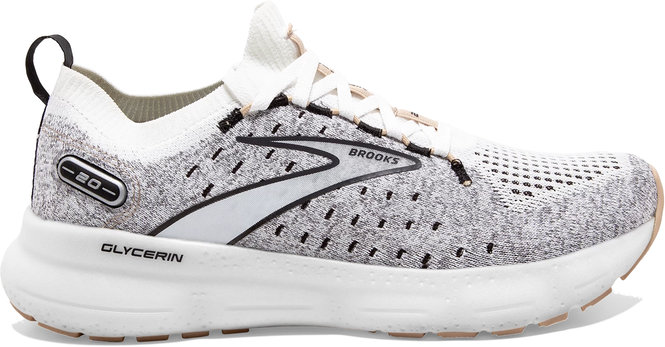 BROOKS Women's Glycerin 20 Stealthfit (163 - White/Black/Cream) 1 BROOKS Women's Glycerin 20 Stealthfit (163 - White/Black/Cream)