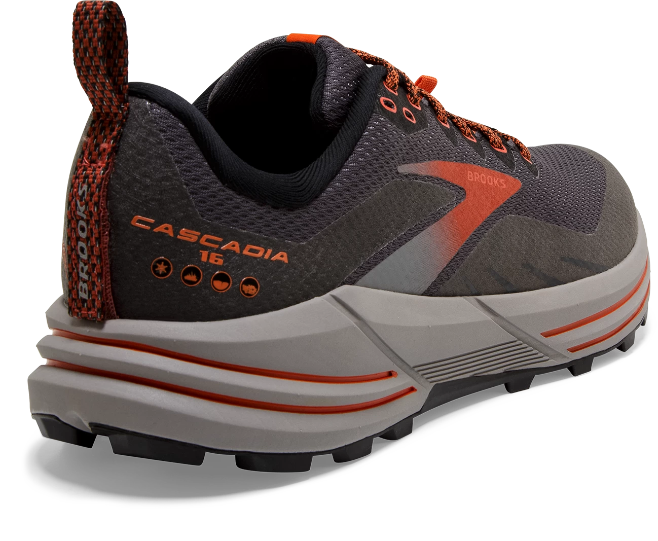 BROOKS Men's Cascadia 16 GTX (060 - Black/Ebony/Cinnabar) 4 BROOKS Men's Cascadia 16 GTX (060 - Black/Ebony/Cinnabar) - Image 4