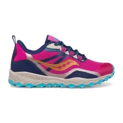 Saucony Big Kids Peregrine 12 Shield (99 - Navy/Turquoise/Pink)